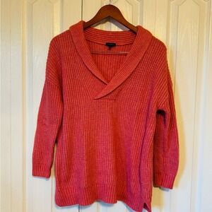 Talbots Shawl Collar Sweater‎ Womens Medium Coral Pink Shaker Stitch Wool Blend